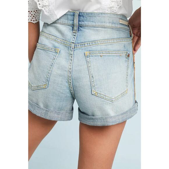 Pilcro Anthropologie Mid-Rise Slim Boyfriend Denim Shorts Women’s 27 Embroidered - Picture 2 of 10